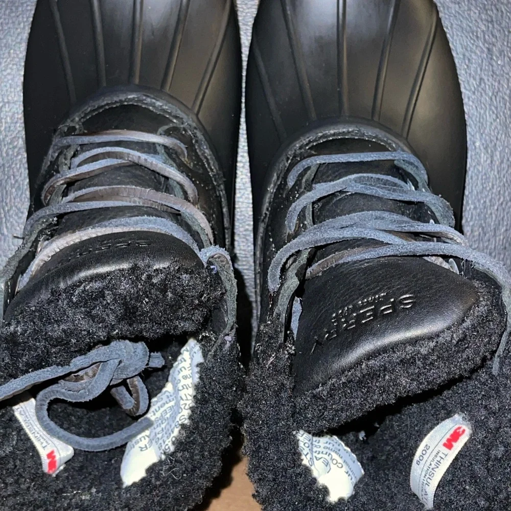 SPERRY Women’s 6.5 Saltwater Winter Lux Boots Black Wool Thinsulate 84618 NWOB